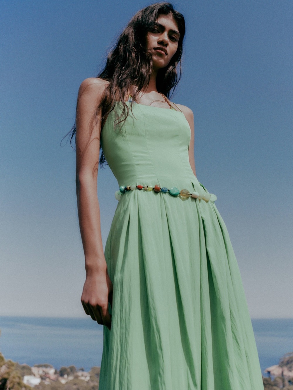 Mango Light Green Strappy Midi Dress - Picture 4 of 9